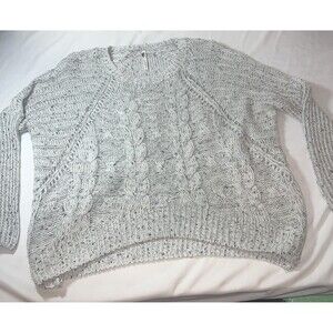 Poof! Cable Knit Black And White Sweater Size Small